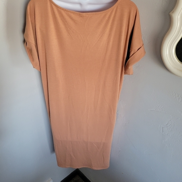 Zenana Premium Rust Orange Short Sleeve T-shirt Dress Rolled Sleeves Medium - Picture 5 of 7